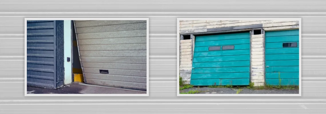 Crooked Aluminum Garage Door Repair in Rock Island, Illinois